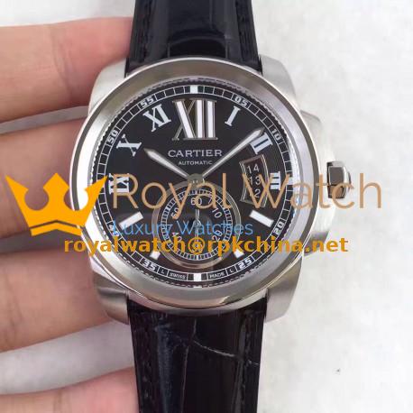 Replica Calibre De Cartier W7100037 42MM TF Stainless Steel Black Dial Swiss 1904MC