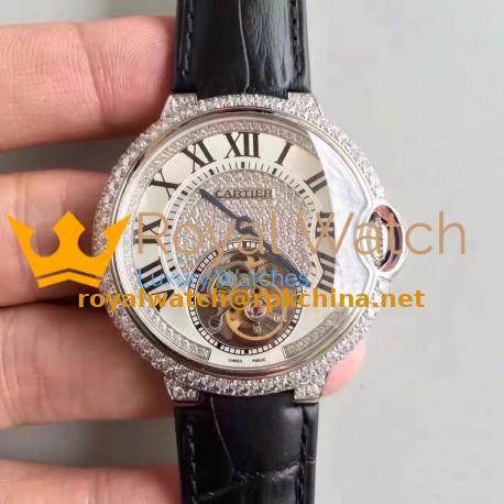 Replica Ballon Bleu De Cartier Flying Tourbillon HPI00716 39MM TF Stainless Steel & Diamonds Diamonds Dial Swiss 9452MC