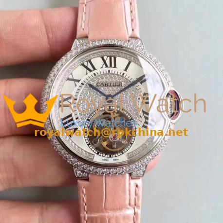 Replica Ballon Bleu De Cartier Flying Tourbillon HPI00716 39MM TF Stainless Steel & Diamonds Diamonds Dial Swiss 9452MC