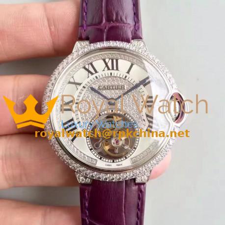 Replica Ballon Bleu De Cartier Flying Tourbillon HPI00716 39MM TF Stainless Steel & Diamonds Diamonds Dial Swiss 9452MC