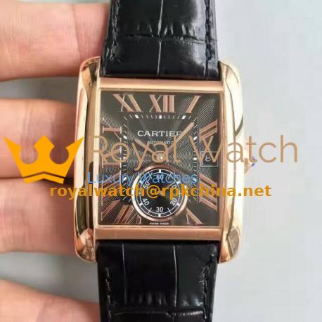 Replica Cartier Tank MC WGTA0014 JF Rose Gold Black Dial Swiss 1904MC