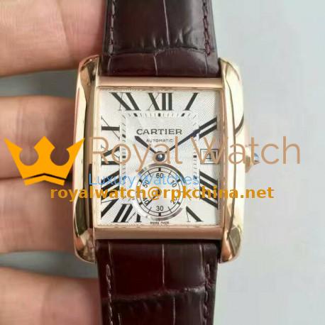 Replica Cartier Tank MC WGTA0014 JF Rose Gold White & Black Dial Swiss 1904MC