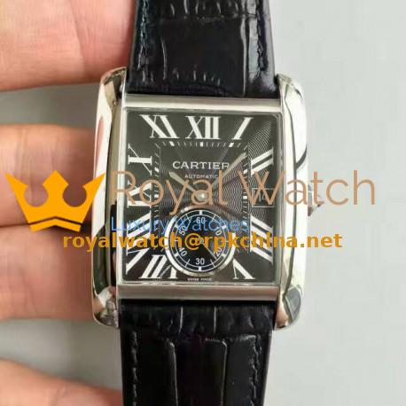 Replica Cartier Tank MC W5330004 JF Stainless Steel Black Dial Swiss 1904MC