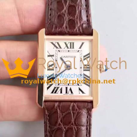 Replica Cartier Tank Solo Ladies W5200025 27MM x 34MM TW Rose Gold White Dial Swiss Quartz