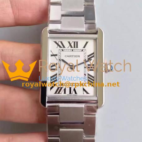 Replica Cartier Tank Solo Ladies W5200014 27MM x 34MM TW Stainless Steel White Dial Swiss Quartz