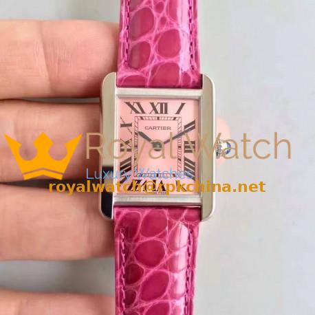 Replica Cartier Tank Solo Ladies W5200000 24MM x 31MM TW Stainless Steel Pink Dial Swiss Quartz
