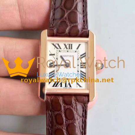 Replica Cartier Tank Solo Ladies W5200024 24MM x 31MM TW Rose Gold White Dial Swiss Quartz