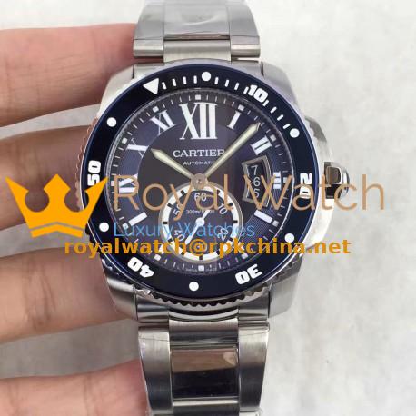 Replica Calibre De Cartier Diver W7100057 42MM TF Stainless Steel Blue Dial M9015