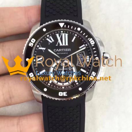 Replica Calibre De Cartier Diver W7100056 42MM TF Stainless Steel Silver Dial M9015