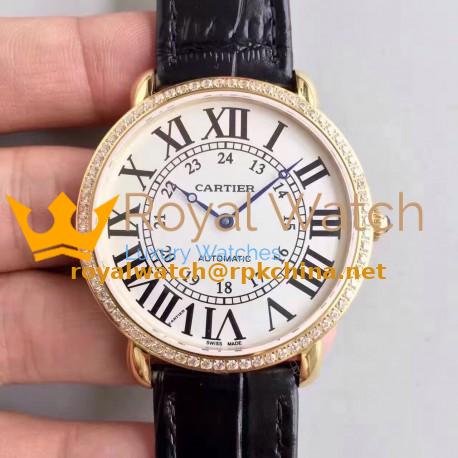 Replica Ronde Luis Cartier WR000451 36MM UT Yellow Gold & Diamonds White Dial Swiss 430MC