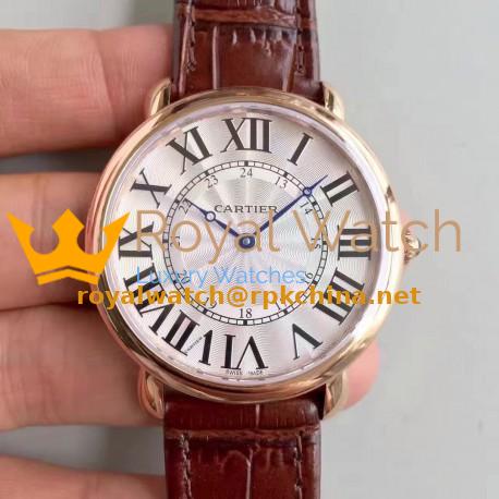 Replica Ronde Luis Cartier W6801004 42MM UT Rose Gold Silver Dial Swiss 430MC