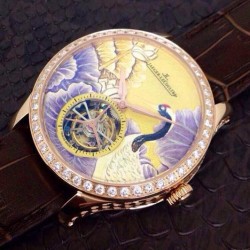 Master Grand Tourbillon Enamel Crane Noob Factory RG & Diamonds Porcelain Dial Swiss Tourbillon