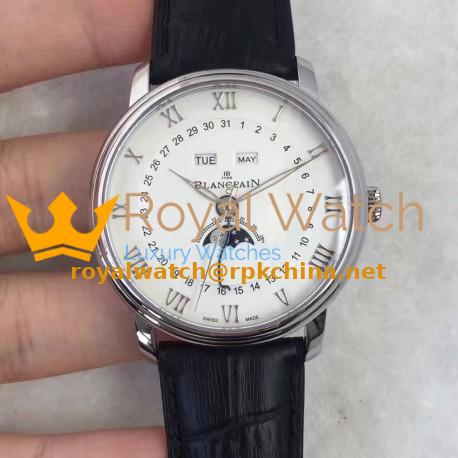 Replica Blancpain Villeret 6654A-1127-55B BF Stainless Steel White Dial Swiss 6654