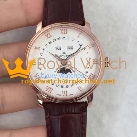 Replica Blancpain Villeret 6654A-1127-55B BF Rose Gold White Dial Swiss 6654