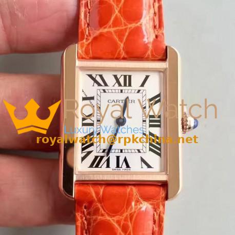 Replica Cartier Tank Solo Ladies W5200003 27MM x 34MM TW Rose Gold White Dial Swiss Quartz