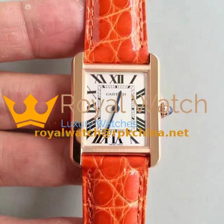 Replica Cartier Tank Solo Ladies W5200005 24MM x 31MM TW Rose Gold White Dial Swiss Quartz