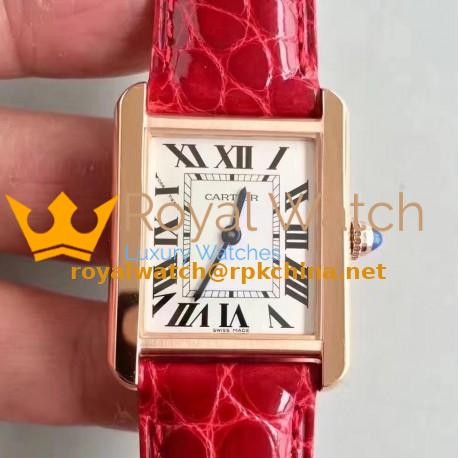 Replica Cartier Tank Solo Ladies W5200003 27MM x 34MM TW Rose Gold White Dial Swiss Quartz