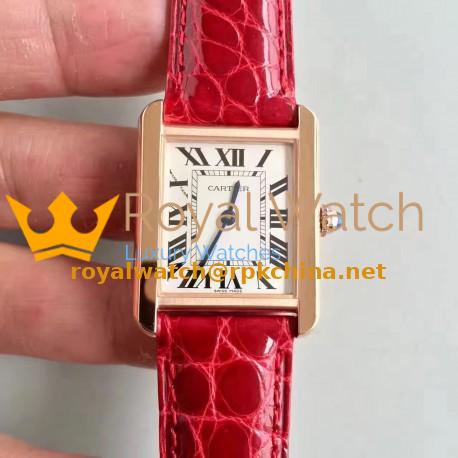 Replica Cartier Tank Solo Ladies W5200005 24MM x 31MM TW Rose Gold White Dial Swiss Quartz