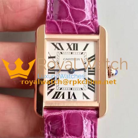 Replica Cartier Tank Solo Ladies W5200003 27MM x 34MM TW Rose Gold White Dial Swiss Quartz