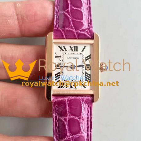 Replica Cartier Tank Solo Ladies W5200005 24MM x 31MM TW Rose Gold White Dial Swiss Quartz