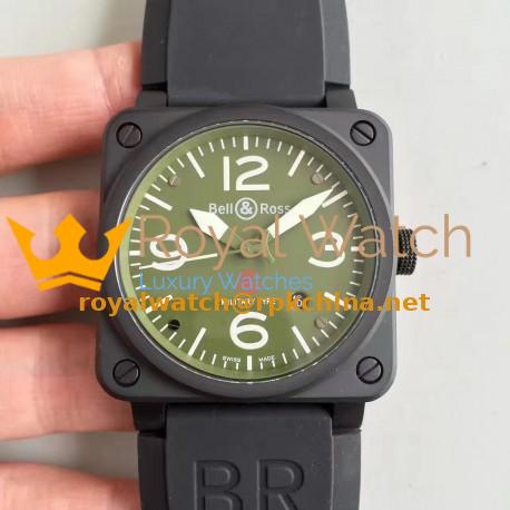 Replica Bell & Ross Aviation Military Type BR 03-92 ZF PVD Green Dial M9015