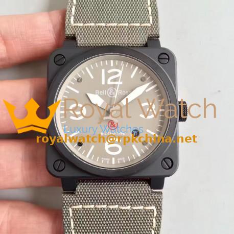 Replica Bell & Ross Aviation Military Type BR 03-92 ZF PVD Beige Dial M9015