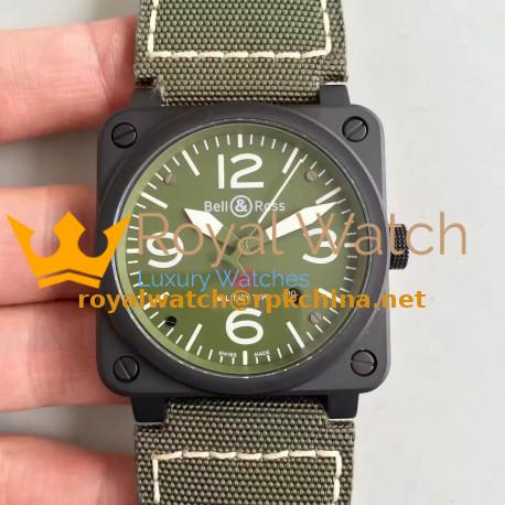 Replica Bell & Ross Aviation Military Type BR 03-92 ZF PVD Green Dial M9015