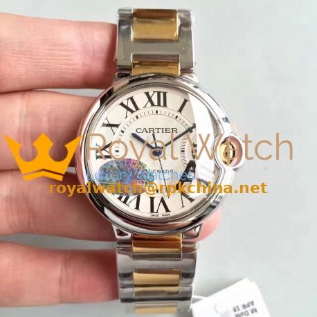 Replica Ballon Bleu De Cartier Ladies W6920047 36MM V6 Stainless Steel & Yellow Gold Silver Dial M9015