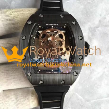 Replica Richard Mille RM052 KV Black Ceramic Gold Skull Dial M6T51