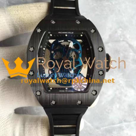 Replica Richard Mille RM052 KV Black Ceramic & Rose Gold Blue Skull Dial M6T51