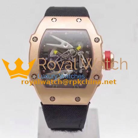 Replica Richard Mille RM27-02 Rose Gold Black & Skeleton Dial M9015