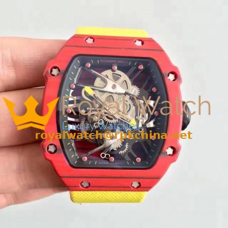 Replica Richard Mille RM27-02 KV Red Forged Carbon Black & Skeleton Dial M9015