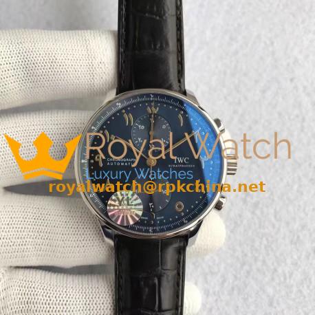 Replica IWC Portugieser Chronograph Dubai Edition IW371489 YL Stainless Steel Blue Arabic Dial Swiss 7750