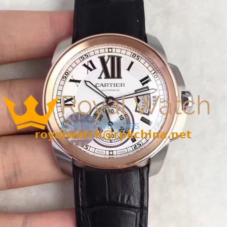 Replica Cartier Calibre de Cartier W7100039 42MM JF Stainless Steel & Rose Gold White Dial Swiss Calibre 1904-PS MC