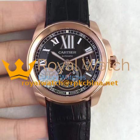Replica Cartier Calibre de Cartier W7100039 42MM JF Rose Gold Black Dial Swiss Calibre 1904-PS MC