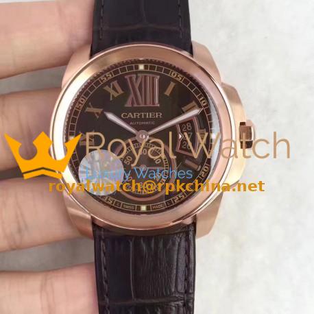 Replica Cartier Calibre de Cartier W7100039 42MM JF Rose Gold Brown Dial Swiss Calibre 1904-PS MC