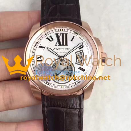 Replica Cartier Calibre de Cartier W7100039 42MM JF Rose Gold White Dial Swiss Calibre 1904-PS MC