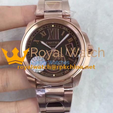 Replica Cartier Calibre de Cartier W7100018 42MM JF Rose Gold Brown Dial Swiss Calibre 1904-PS MC
