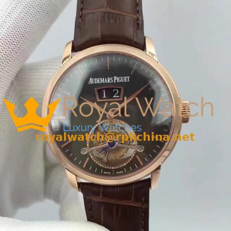 Replica Audemars Piguet Jules Audemars Tourbillon Grande Date 26559 TF Rose Gold Black Dial Swiss AP Caliber 2909