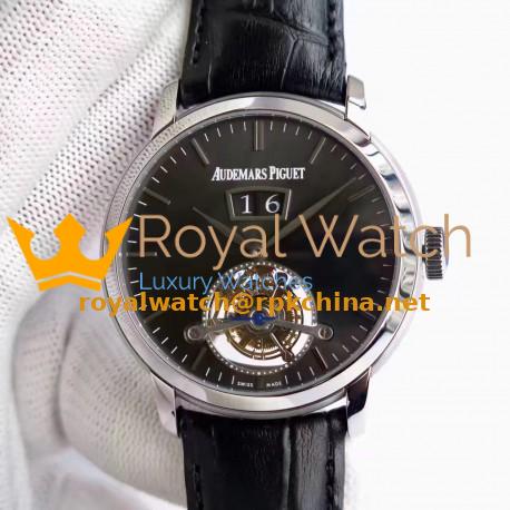 Replica Audemars Piguet Jules Audemars Tourbillon Grande Date 26559 TF Stainless Steel Black Dial Swiss AP Caliber 2909