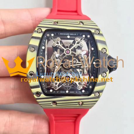 Replica Richard Mille RM50-27-01 NTPT KV Yellow Forged Carbon Black & Skeleton Dial M9015