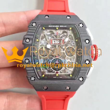 Replica Richard Mille RM011-03 Flyback Chronograph KV Forged Carbon Black Skeleton Dial Swiss 7750