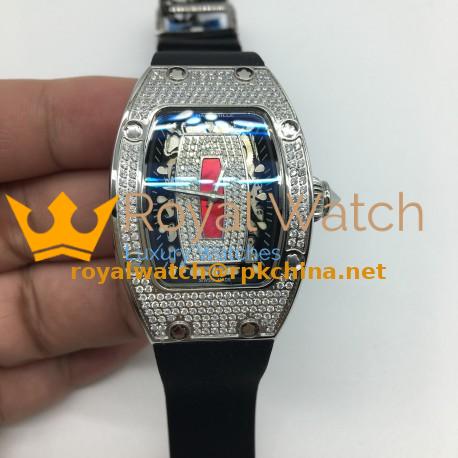 Replica Richard Mille RM07 Ladies Stainless Steel & Diamonds Red & Diamonds Dial M6T51