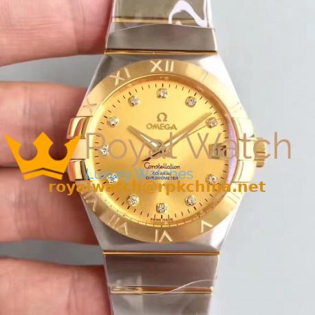 Replica Omega Constellation 123.20.38.21.58.001 38MM SSS Stainless Steel & Yellow Gold Champagne Dial Swiss 8500