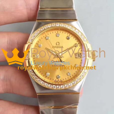 Replica Omega Constellation 123.25.38.21.58.001 38MM SSS Stainless Steel & Yellow Gold Champagne Dial Swiss 8500