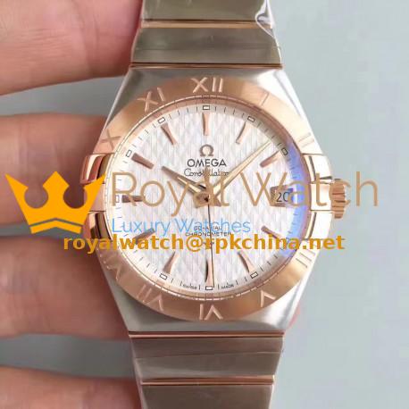 Replica Omega Constellation 123.20.38.21.02.008 38MM SSS Stainless Steel & Rose Gold White Dial Swiss 8500