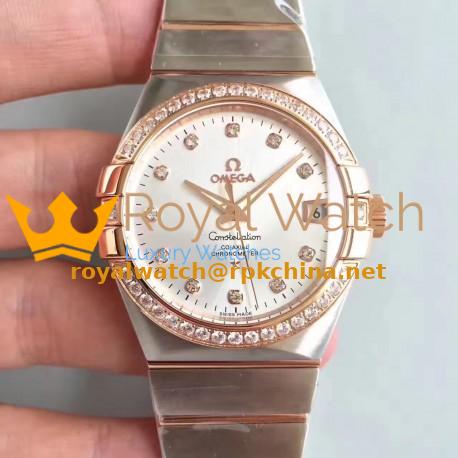 Replica Omega Constellation 123.25.38.21.52.001 38MM SSS Stainless Steel & Rose Gold Rhodium Dial Swiss 8500