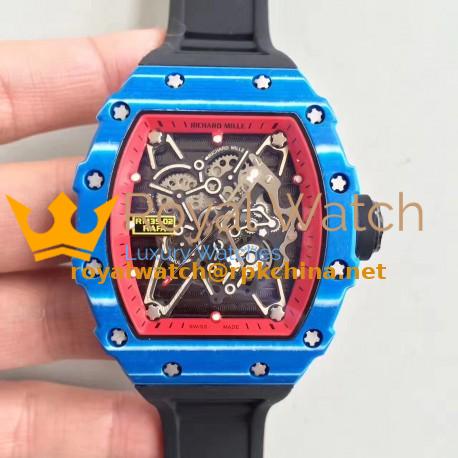 Replica Richard Mille RM35-01 Rafael Nadal KV Blue Forged Carbon Red & Skeleton Dial M6T51