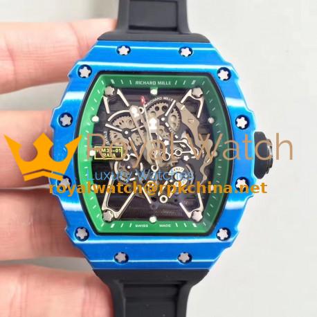 Replica Richard Mille RM35-01 Rafael Nadal KV Blue Forged Carbon Green & Skeleton Dial M6T51