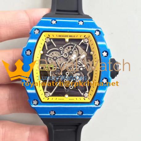 Replica Richard Mille RM35-01 Rafael Nadal KV Blue Forged Carbon Yellow & Skeleton Dial M6T51